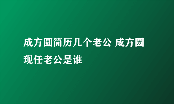 成方圆简历几个老公 成方圆现任老公是谁