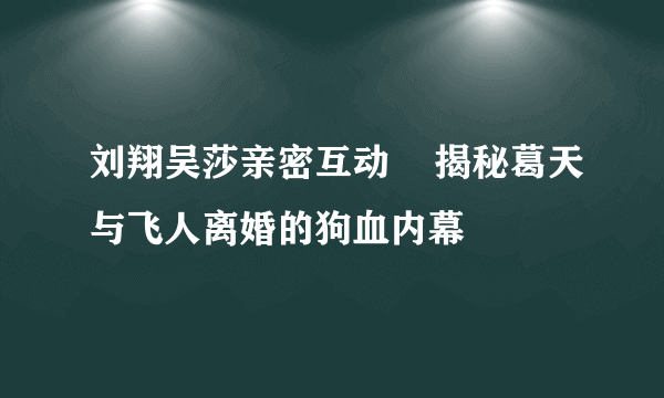 刘翔吴莎亲密互动    揭秘葛天与飞人离婚的狗血内幕