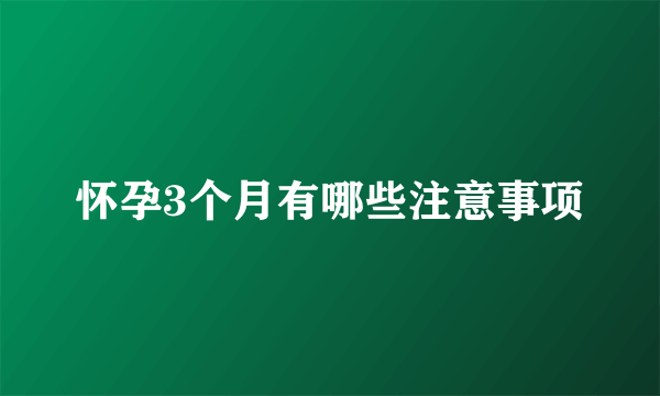 怀孕3个月有哪些注意事项