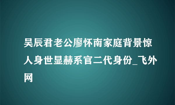 吴辰君老公廖怀南家庭背景惊人身世显赫系官二代身份_飞外网