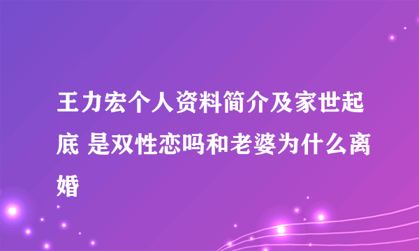 王力宏个人资料简介及家世起底 是双性恋吗和老婆为什么离婚