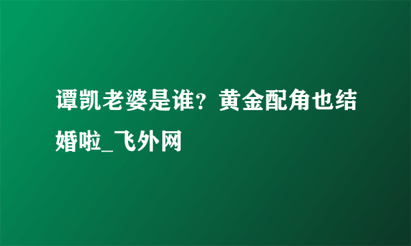 谭凯老婆是谁？黄金配角也结婚啦_飞外网