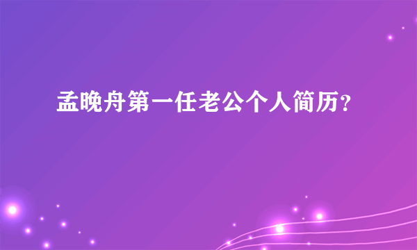 孟晚舟第一任老公个人简历？