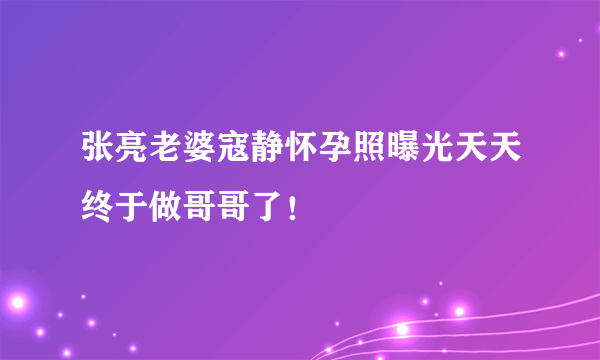 张亮老婆寇静怀孕照曝光天天终于做哥哥了！