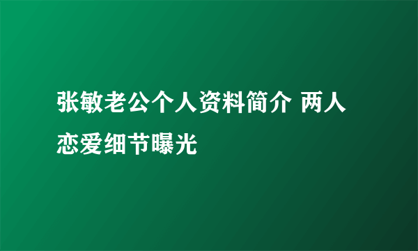 张敏老公个人资料简介 两人恋爱细节曝光