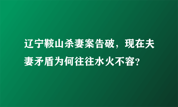 辽宁鞍山杀妻案告破，现在夫妻矛盾为何往往水火不容？