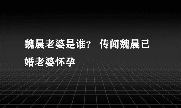 魏晨老婆是谁？ 传闻魏晨已婚老婆怀孕