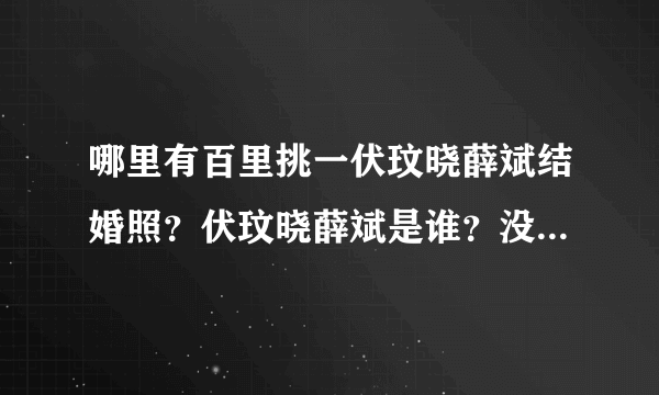 哪里有百里挑一伏玟晓薛斌结婚照？伏玟晓薛斌是谁？没看过这节目谁能介绍下吗？