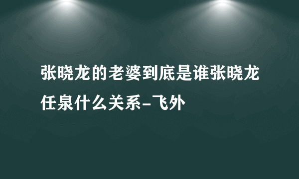 张晓龙的老婆到底是谁张晓龙任泉什么关系-飞外