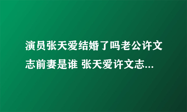 演员张天爱结婚了吗老公许文志前妻是谁 张天爱许文志分手了吗