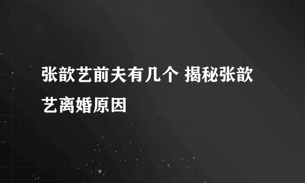 张歆艺前夫有几个 揭秘张歆艺离婚原因