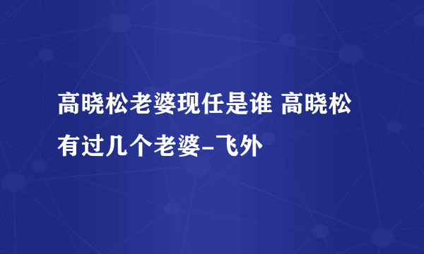 高晓松老婆现任是谁 高晓松有过几个老婆-飞外