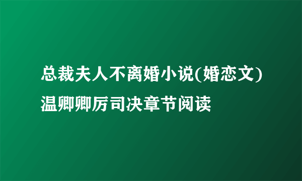 总裁夫人不离婚小说(婚恋文)温卿卿厉司决章节阅读