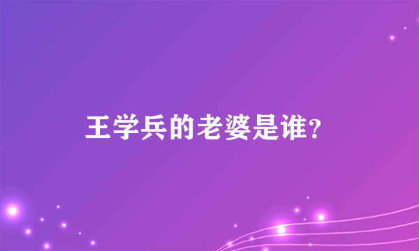 王学兵的老婆是谁？