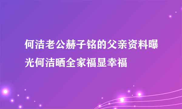 何洁老公赫子铭的父亲资料曝光何洁晒全家福显幸福