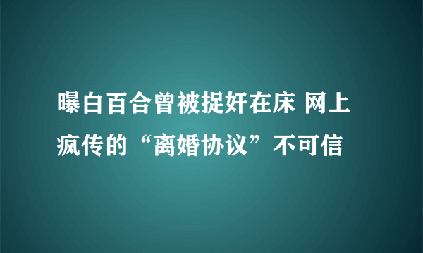 曝白百合曾被捉奸在床 网上疯传的“离婚协议”不可信