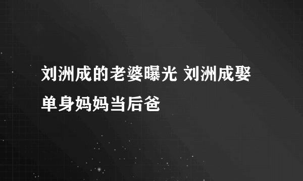 刘洲成的老婆曝光 刘洲成娶单身妈妈当后爸