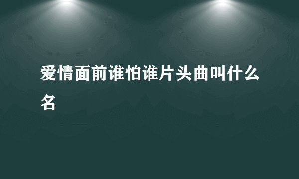 爱情面前谁怕谁片头曲叫什么名