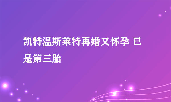 凯特温斯莱特再婚又怀孕 已是第三胎