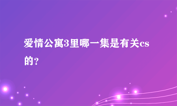 爱情公寓3里哪一集是有关cs的？