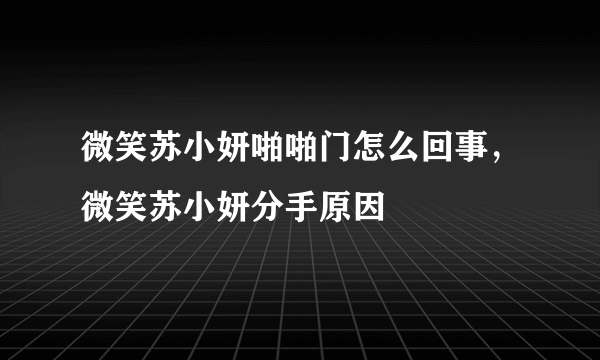 微笑苏小妍啪啪门怎么回事，微笑苏小妍分手原因 