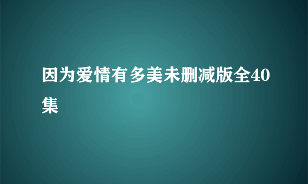 因为爱情有多美未删减版全40集