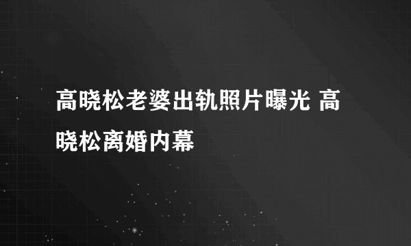 高晓松老婆出轨照片曝光 高晓松离婚内幕