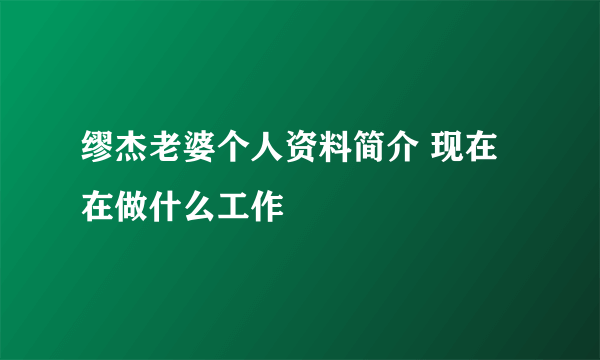 缪杰老婆个人资料简介 现在在做什么工作