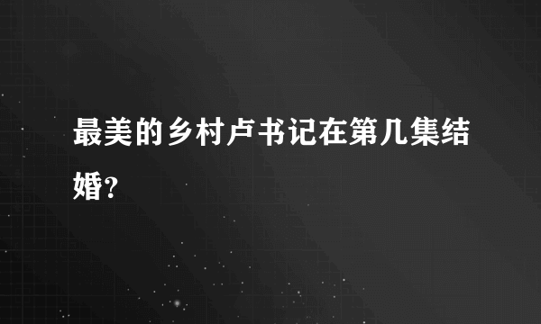 最美的乡村卢书记在第几集结婚？