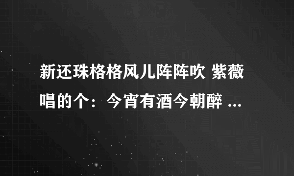 新还珠格格风儿阵阵吹 紫薇唱的个：今宵有酒今朝醉 。就是永琪结婚 紫薇和小燕子他们唱的。