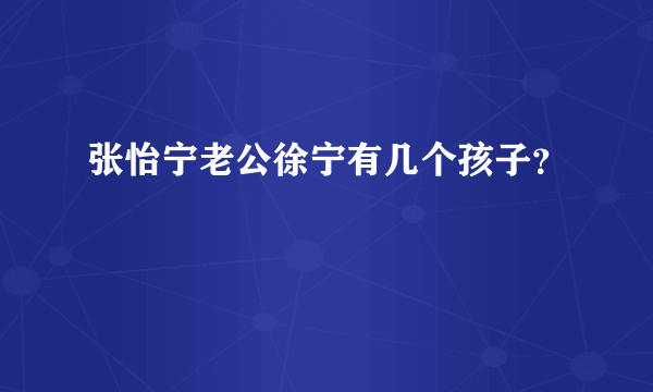 张怡宁老公徐宁有几个孩子？