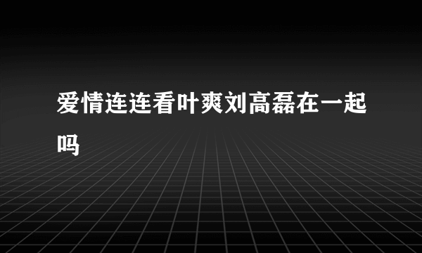 爱情连连看叶爽刘高磊在一起吗