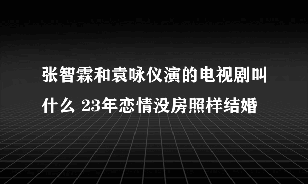 张智霖和袁咏仪演的电视剧叫什么 23年恋情没房照样结婚