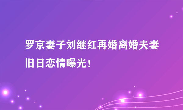 罗京妻子刘继红再婚离婚夫妻旧日恋情曝光！