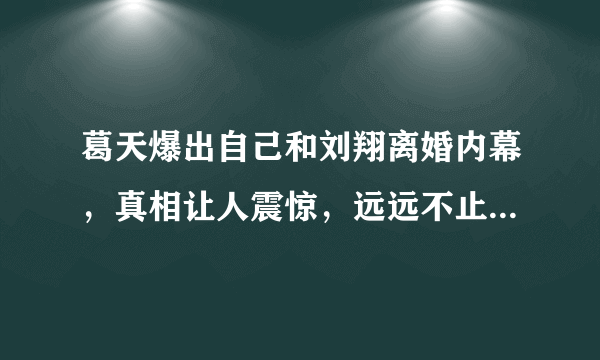 葛天爆出自己和刘翔离婚内幕，真相让人震惊，远远不止看到的这么简单吗？