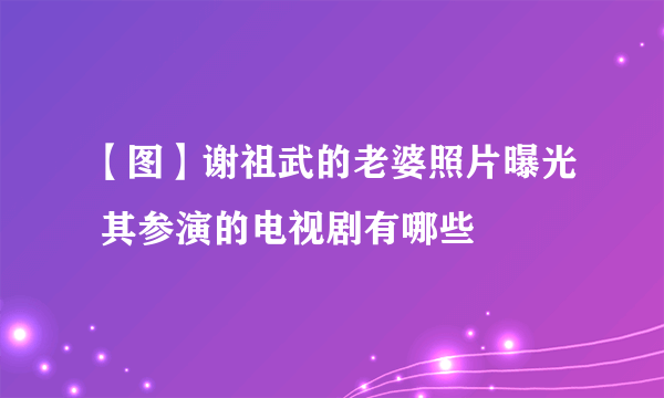 【图】谢祖武的老婆照片曝光 其参演的电视剧有哪些