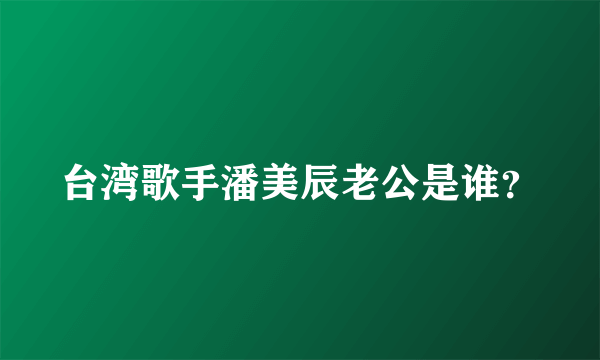 台湾歌手潘美辰老公是谁？