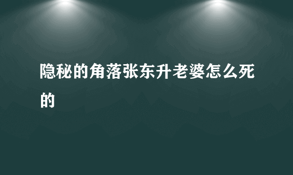 隐秘的角落张东升老婆怎么死的