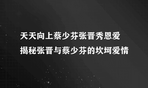 天天向上蔡少芬张晋秀恩爱 揭秘张晋与蔡少芬的坎坷爱情