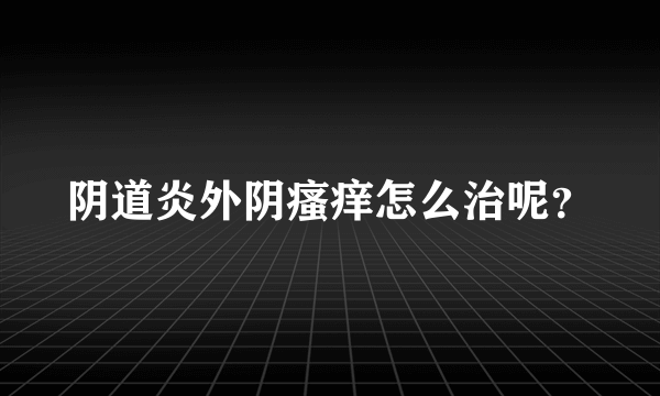 阴道炎外阴瘙痒怎么治呢？