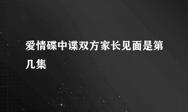 爱情碟中谍双方家长见面是第几集