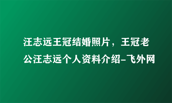 汪志远王冠结婚照片，王冠老公汪志远个人资料介绍-飞外网