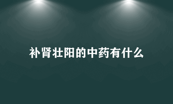 补肾壮阳的中药有什么