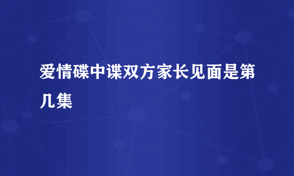 爱情碟中谍双方家长见面是第几集