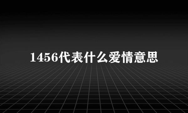 1456代表什么爱情意思