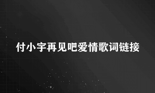 付小宇再见吧爱情歌词链接