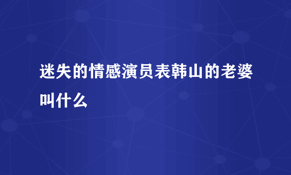 迷失的情感演员表韩山的老婆叫什么