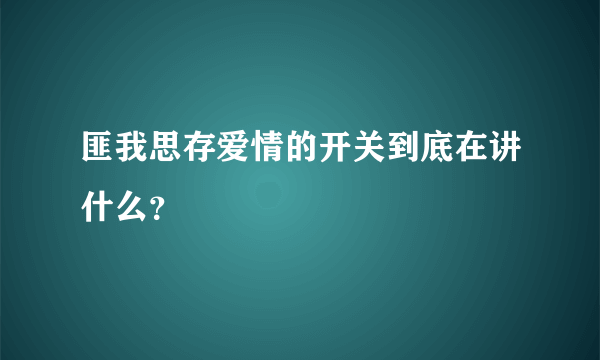 匪我思存爱情的开关到底在讲什么？