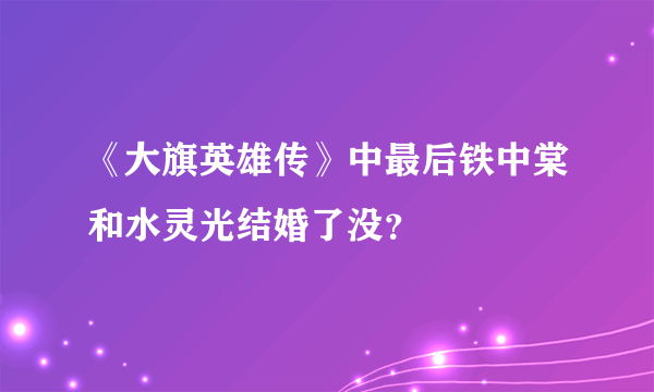 《大旗英雄传》中最后铁中棠和水灵光结婚了没？