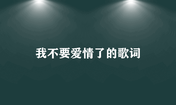 我不要爱情了的歌词